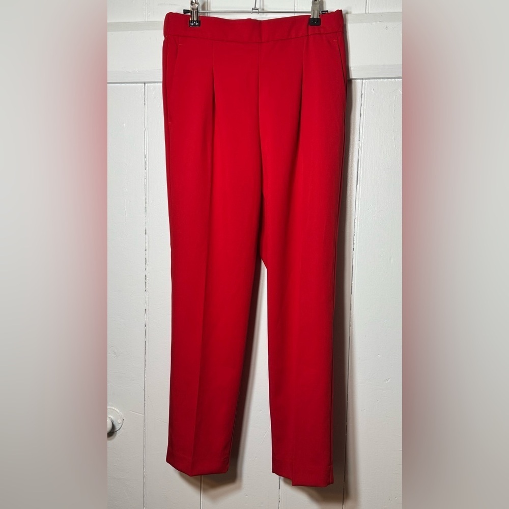 NWOT Ann Taylor Vibrant Red Pull on Trousers with Elastic Waist Back Beautiful